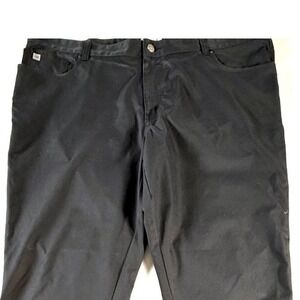 Peter Millar Crown Pants Mens 42x32 Black Golf Pants Polyester Performance Flat